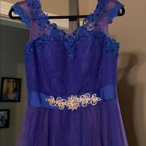 Royal blue lace/mesh formal
